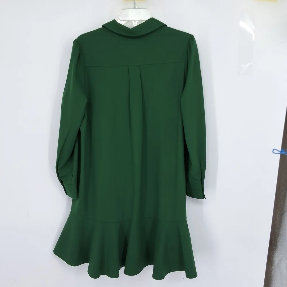 Tuckernuck Medium Green Ruffle Hem Shirt Dress - Picture 6 of 8